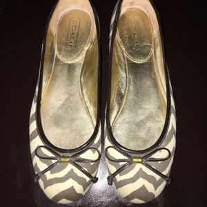 Coach Cream/Brown Zebra Flats. Size 6.5.